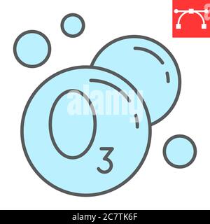 Ozonierung Wäsche Farbe Linie Symbol, chemische Reinigung und waschen, Ozon Zeichen Vektor-Grafiken, editierbare Kontur bunte lineare Symbol, eps 10. Stock Vektor