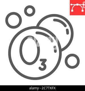 Ozonierung Wäscheleine Symbol, chemische Reinigung und waschen, Ozon Zeichen Vektor-Grafiken, bearbeitbare Strich lineare Symbol, eps 10. Stock Vektor