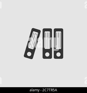 Ordner-Symbol flach. Schwarzes Piktogramm auf grauem Hintergrund. Vektorgrafik Symbol Stock Vektor