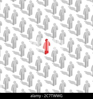 Satz von Strichmännchen. Führungskraft und Team Konzept. Flache isometrische 3D-Stil, Vector Illustration. Stock Vektor