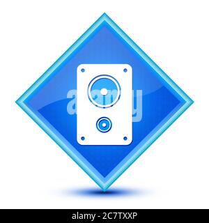 Stereo-Symbol isoliert auf speziellen blauen Diamant-Knopf abstrakte Illustration Stockfoto