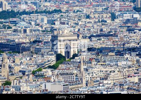 Luftaufnahme des Triumphbogens, Paris, Frankreich Stockfoto