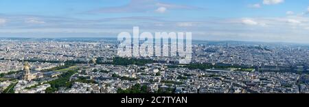 Paris Luftbild mit hoher Auflösung von Hotel des Invalides zum Palais Royal. Stockfoto