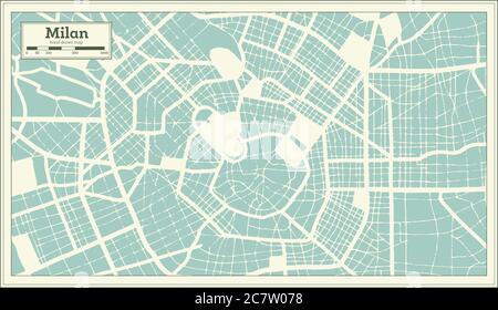 Mailand Italien Stadtplan im Retro-stil. Übersichtskarte. Vector Illustration. Stock Vektor