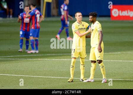 FUSSBALL - VILLARREAL VS EIBAR Anguissa, Bruno Soriano in Aktion während der spanischen Liga, La Liga, Fußballspiel zwischen Villarreal und Eibar am 19. juli 2020 im Ceramica Stadion in Castellon, Spanien. Foto: Xisco Navarro Quelle: CORDON PRESS/Alamy Live News Stockfoto