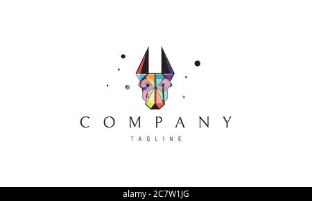 Vektor-Farblogo, auf dem ein abstraktes Bild eines Dobermannhundes in einem linearen Stil. Stock Vektor