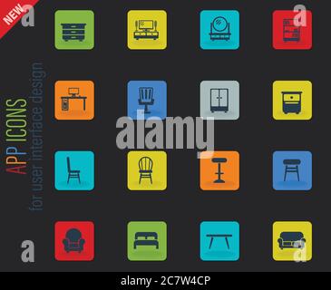 Möbel Icon Set Stock Vektor