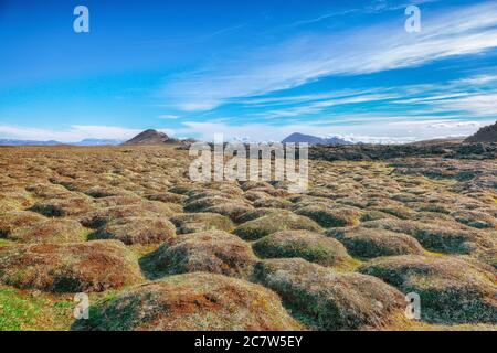 Gefrorenes Lavafeld im geothermischen Tal Leirhnjukur, in der Nähe des Vulkans Krafla. Lage: Leirhnjukur Tal, Myvatn Region, Nordteil Islands, Euro Stockfoto