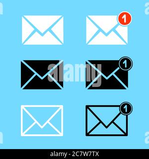 E-Mail-Zeichen mit verpasst gesetzt Stock Vektor