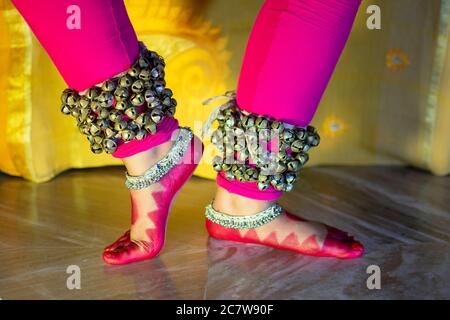 Mudras oder Gesten von bharatanatyam tanzen mit Ghunagharu Stockfoto