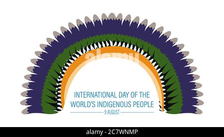 Vektor-Illustration des Internationalen Tages der indigenen Völker der Welt. August... Vektor-Design mit bunten Maske Stock Vektor