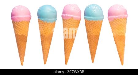 Bunte Eis Süßigkeiten Zapfen isoliert auf weißem Hintergrund Stockfoto