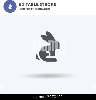 Kaninchen-Symbolvektor, gefülltes flaches Zeichen, solides Piktogramm isoliert auf Weiß, Logo-Illustration. Kaninchen-Symbol für Präsentation. Stock Vektor