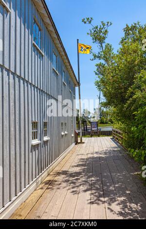 Seitenperspektive des chinesischen Bunkhouse-Gebäudes Heritage Site in Steveston British Columbia Kanada Stockfoto