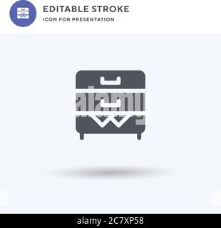 Ablage-Symbol-Vektor, gefülltes flaches Zeichen, solides Piktogramm isoliert auf Weiß, Logodarstellung. Ablage-Symbol für Präsentation. Stock Vektor