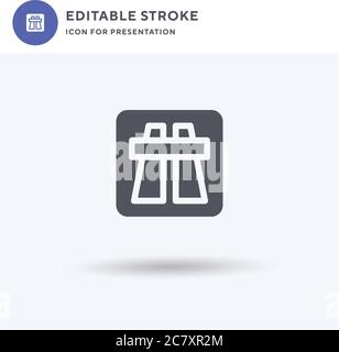 Autobahn-Symbolvektor, gefülltes flaches Schild, solides Piktogramm isoliert auf weiß, Logo-Illustration. Autobahnsymbol zur Präsentation. Stock Vektor