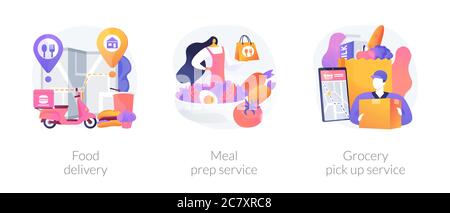 Quarantäne Lebensmittel Essentials liefern abstrakte Konzept Vektor Illustrationen. Stock Vektor