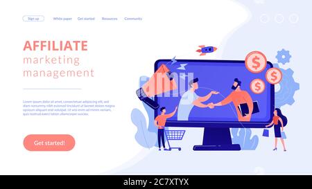 Affiliate Marketing Konzept Landing Page. Stock Vektor