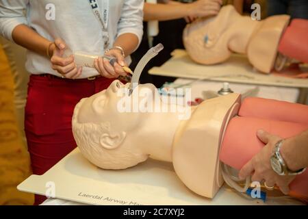 Medizinisches Atemwegsmodell zum Üben des Einführens mehrerer Atemwegsgeräte Und endotracheale Intubation Stockfoto