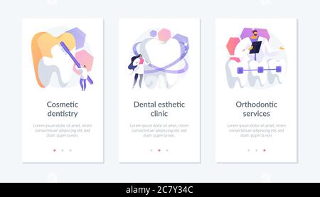 Kosmetische Zahnmedizin App-Schnittstelle Vorlage. Stock Vektor
