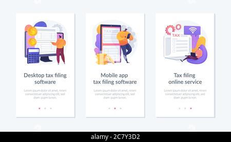Desktop Steuerabgabensoftware App-Schnittstellenvorlage. Stock Vektor