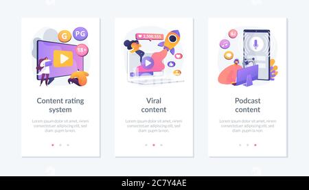 Vorlage für die Benutzeroberfläche der App zur Inhaltsverbreitung. Stock Vektor