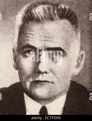 Wilhelm Pieck (1876-1960). Friedrich Wilhelm Reinhold Pieck war ein deutscher kommunistischer Politiker. 1949 wurde er erster Präsident der DDR, ein Amt, das nach seinem Tod abgeschafft wurde. Sein Nachfolger als Staatsoberhaupt war Walter Ulbricht, der als Vorsitzender des Staatsrates fungierte. Stockfoto