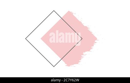 Abstrakter Vektor-Hintergrund mit rosa Pinsel Strich Textfeld und Splatter-Effekt und grauen Rahmen mit leeren Kopieplatz für Text isoliert auf weiß. Stock Vektor