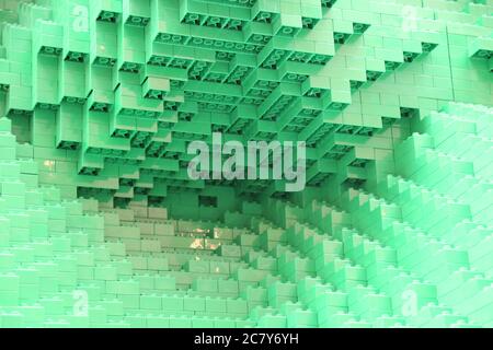 Der LEGO Weihnachtsbaum vor Westfield Sydney an der Ecke Pitt Street und Market Street ist der größte in der südlichen Hemisphäre. Stockfoto