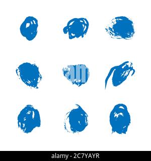 Tinten-Blot-Set blau. Abstrakte Färbung. Isolieren auf weißem Hintergrund Stock Vektor