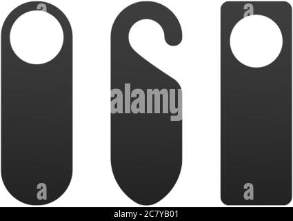 Türhalter für den Türknopf, um den Bedarf an Service oder Ruhe in Hotels, Resorts, Motels zu markieren. Stock Vektor