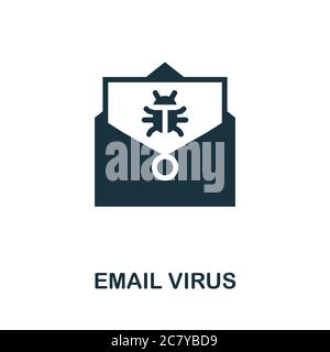 Symbol für E-Mail-Virus. Einfaches Element aus der Sammlung der Internetsicherheit. Creative Email Virus Symbol für Web-Design, Vorlagen, Infografiken und mehr Stock Vektor