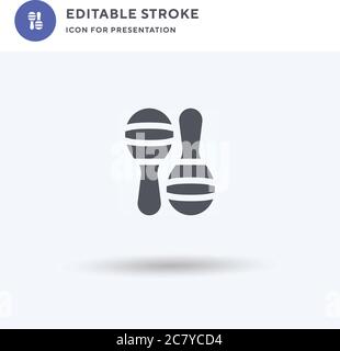 Maracas Icon Vektor, gefülltes flaches Zeichen, solides Piktogramm isoliert auf weiß, Logo-Illustration. Maracas-Symbol für die Präsentation. Stock Vektor