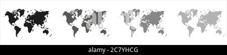 Trendy detaillierte Globe Map in Schwarz isoliert Stock Vektor