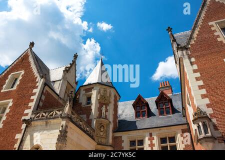 AMBOISE, FRANKREICH - 16. JULI 2018: Fassade des Schlosses Clos Luce, in dem Leonardo da Vinci in den letzten Lebensjahren lebte. Stockfoto