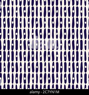 Handgezeichnete Geo Organic Cream Linien und Punkte Vektor Nahtloses Muster. Moderner Monochromer Abstrakter Geometrischer Hintergrund Stock Vektor