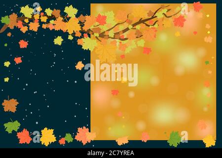 Herbst Sale Banner mit Ahornblättern. Für Herbst Saison Sale Banner mit gelben Hintergrund und Kopierer Platz. Zum Verkauf, Promo Poster, Flyer. Stock-Vektor Stock Vektor