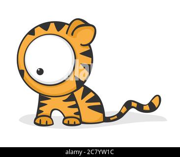 Nette und lustige Cartoon Tiger mit großen Augen. Stockfoto