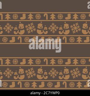 Brown Christmas Snowman nahtlose Muster Hintergrund für Website-Grafiken, Mode-Textil Stockfoto