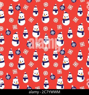 Orange Weihnachten Schneemann nahtlose Muster Hintergrund für Website-Grafiken, Mode-Textil Stockfoto