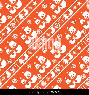 Orange Weihnachten Schneemann nahtlose Muster Hintergrund für Website-Grafiken, Mode-Textil Stockfoto