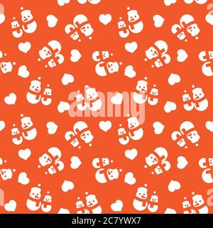 Orange Weihnachten Schneemann nahtlose Muster Hintergrund für Website-Grafiken, Mode-Textil Stockfoto