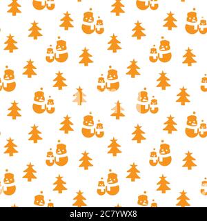 Orange Weihnachten Schneemann nahtlose Muster Hintergrund für Website-Grafiken, Mode-Textil Stockfoto