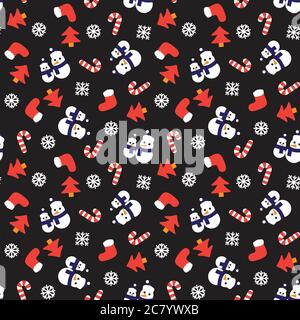 Orange Weihnachten Schneemann nahtlose Muster Hintergrund für Website-Grafiken, Mode-Textil Stockfoto