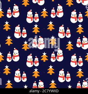 Orange Weihnachten Schneemann nahtlose Muster Hintergrund für Website-Grafiken, Mode-Textil Stockfoto