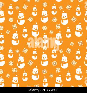 Orange Weihnachten Schneemann nahtlose Muster Hintergrund für Website-Grafiken, Mode-Textil Stockfoto