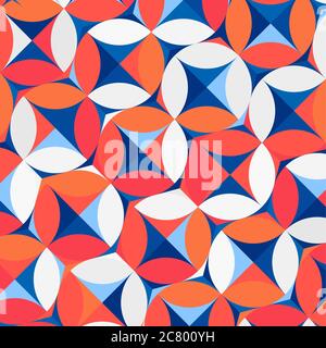 Abstrakt geometrische Kreis blau, rot, weiß und orange Muster Hintergrund Vektor. Stock Vektor