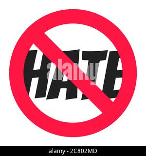 Stop Hate Kreis Symbol Zeichen flach Stil Design Vektor Illustration. Stock Vektor