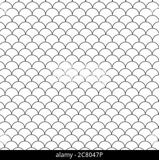 Scallop Muster Vektor Illustration Design.Schwarz und weiß nahtlose Vektor-Muster. Textur für Druck/Hintergrund/Hintergrund. Stock Vektor