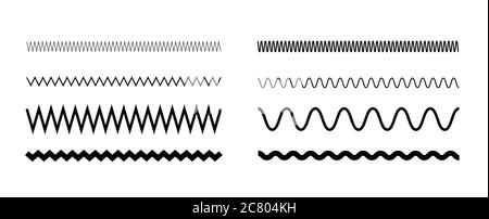 Satz von Zickzack und Wellenlinien Vektor-Illustration.Zickzack Linien.Chevron-Druck. Stock Vektor